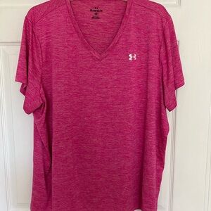 Under Armour Heathered Pink V-Neck Tee